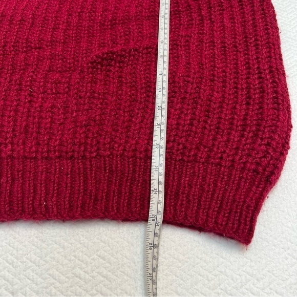 𝅺burgundy Red Fair Isle Chunky Knit Wool Heavyweight Sweater Size L - Picture 8 of 9
